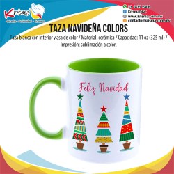 Taza navideña interior asa de color