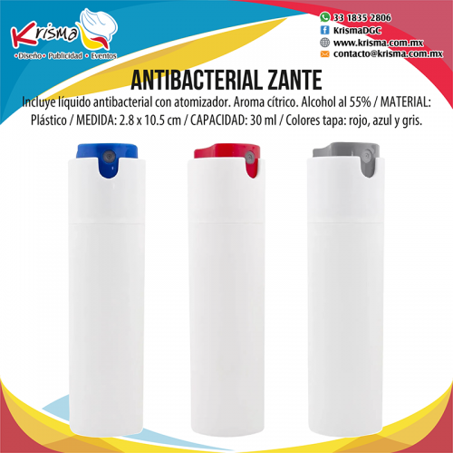 Líquido antibacterial con atomizador.