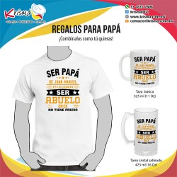 Paquete Ser Papá de (nombre hijo) es un honor Ser abuelo de (nombre nietos) no tiene precio