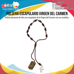 Pulsera Escapulario Virgen del Carmen con cruz metálica.