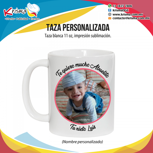 Taza 11oz Abuelito con foto personalizada.