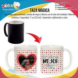 Taza mágica corazón con foto personalizada