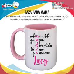 Taza 15oz interior y asa color rosa Madre